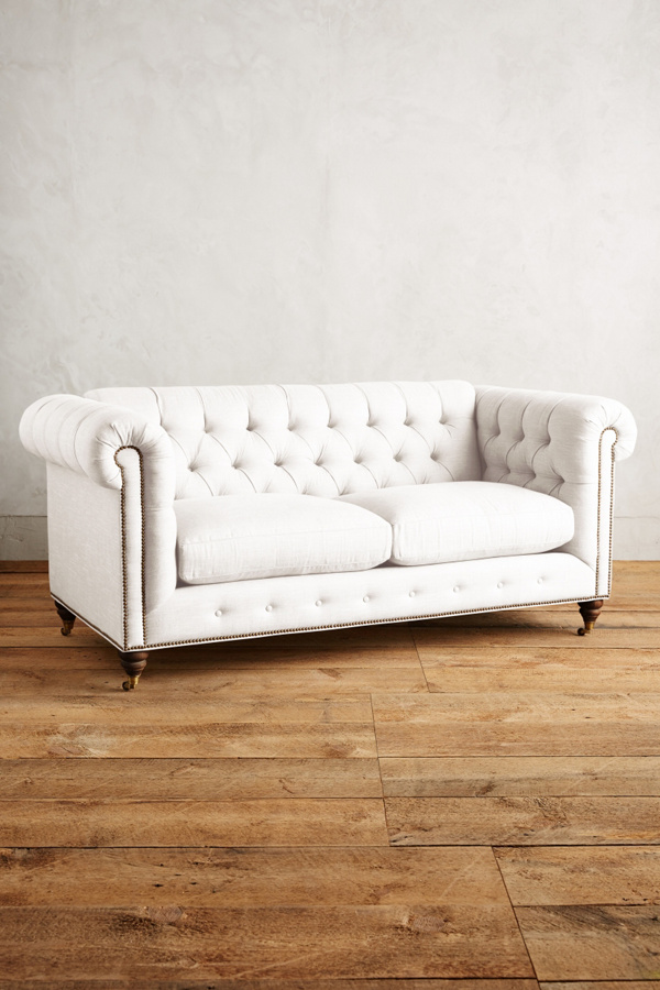 Velvet Lyre Chesterfield Petite Sofa, Hickory Anthropologie