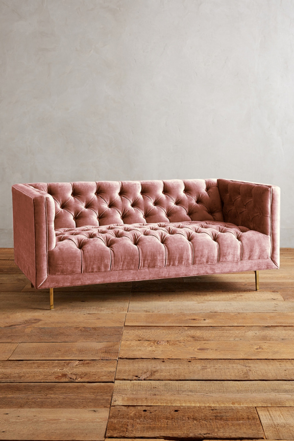 Slub velvet settee