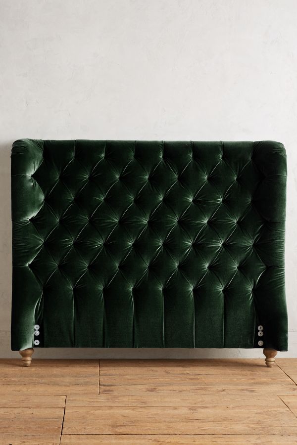 Velvet Tufted Wingback Headboard | Anthropologie