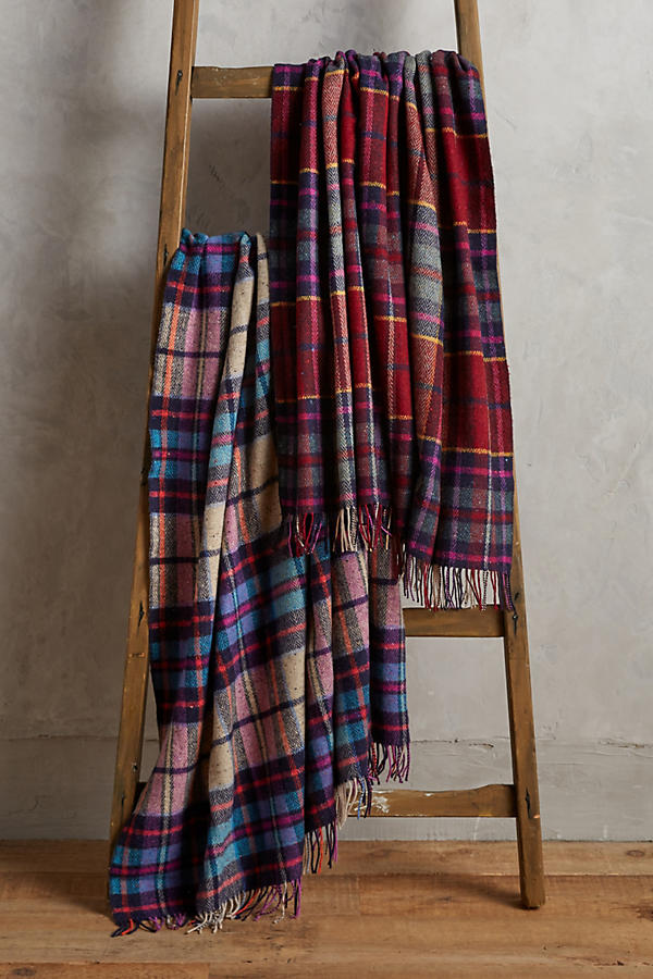 Slide View: 2: Avoca Plaid Lambswool Throw Blanket