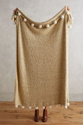 Golden Pom Throw | Anthropologie