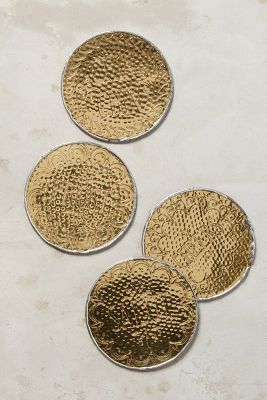 Hammered Brass Coaster Set | Anthropologie