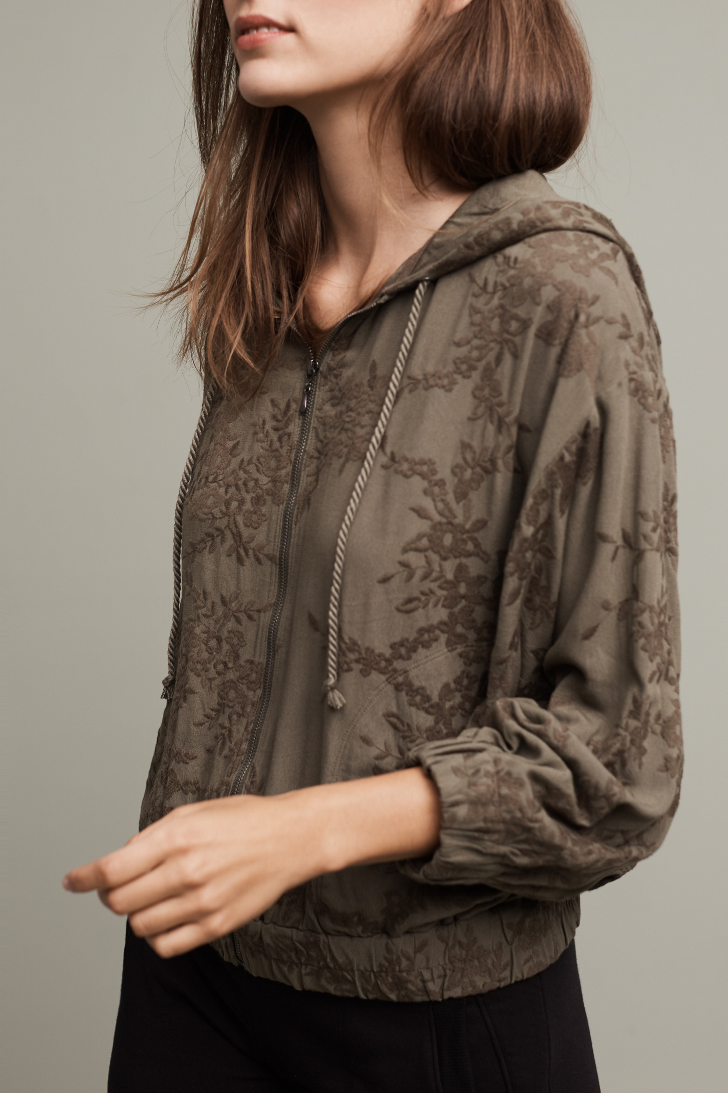 embroidered zip hoodie
