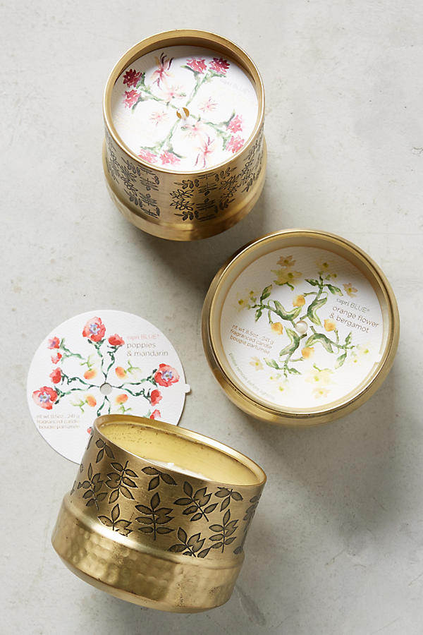 Slide View: 3: Capri Blue Etched Flora Candle