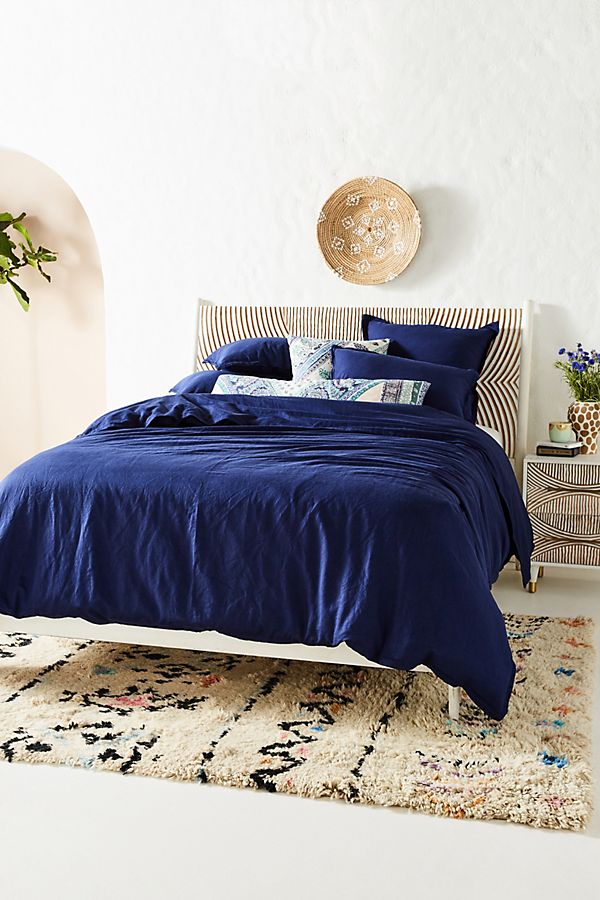 Slide View: 1: Relaxed Cotton-Linen Duvet Cover