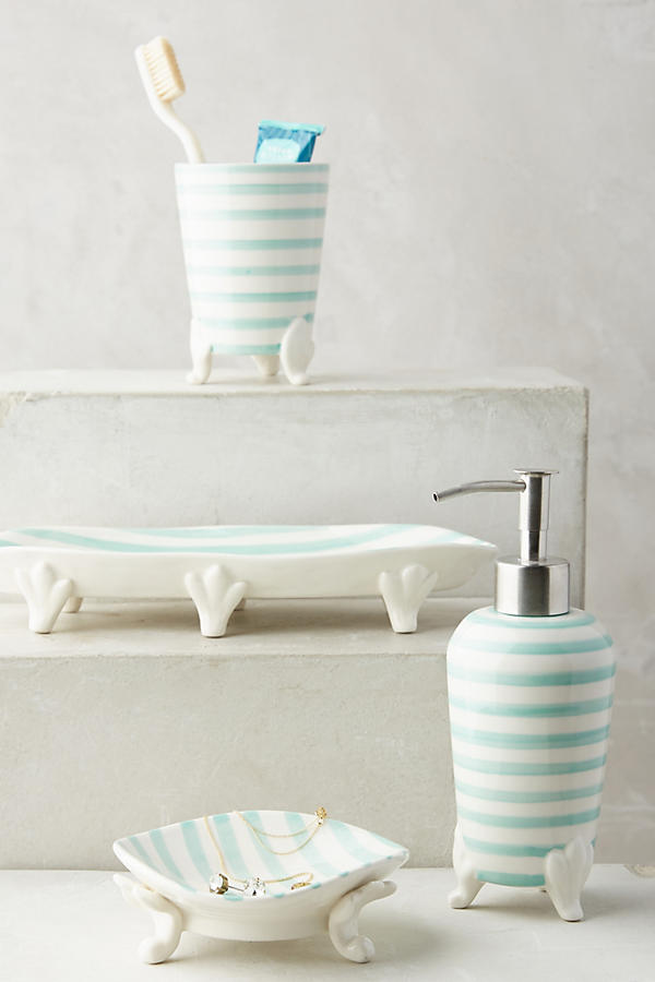 Slide View: 1: Mint Stripes Bath Container
