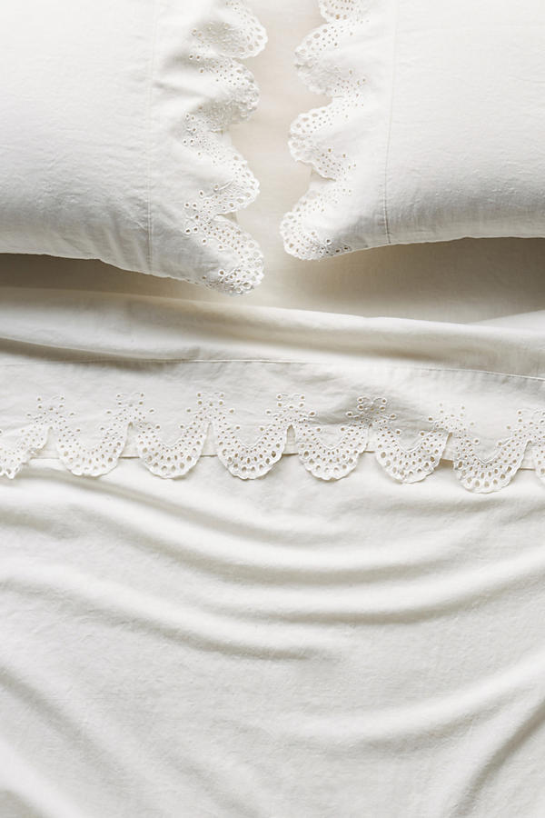 Slide View: 1: Embroidered Linen Caroline Sheet Set