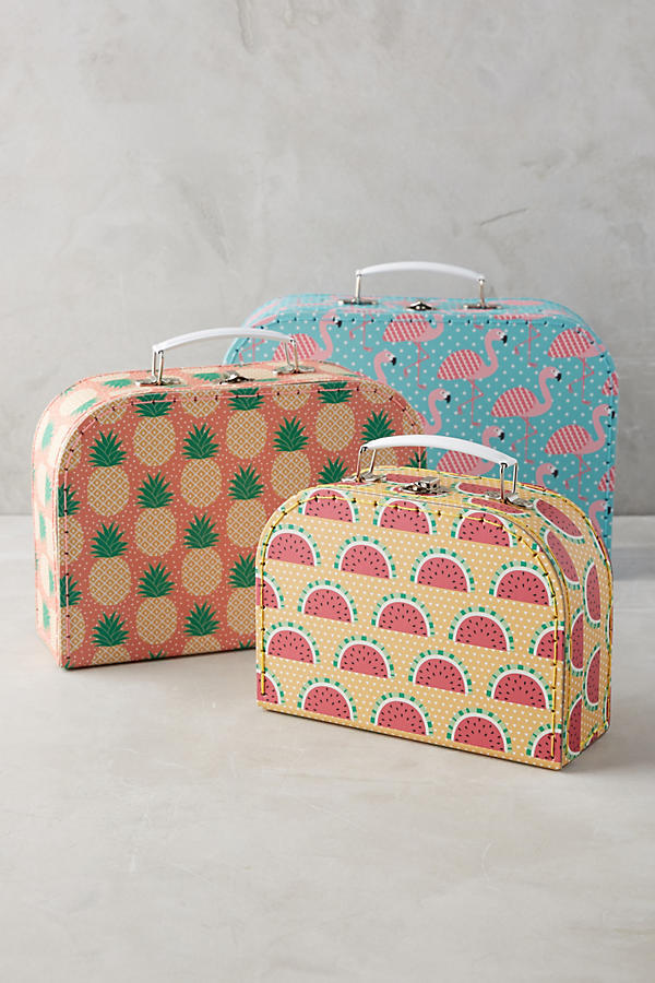 Slide View: 1: Tropical Suitcase Storage Set
