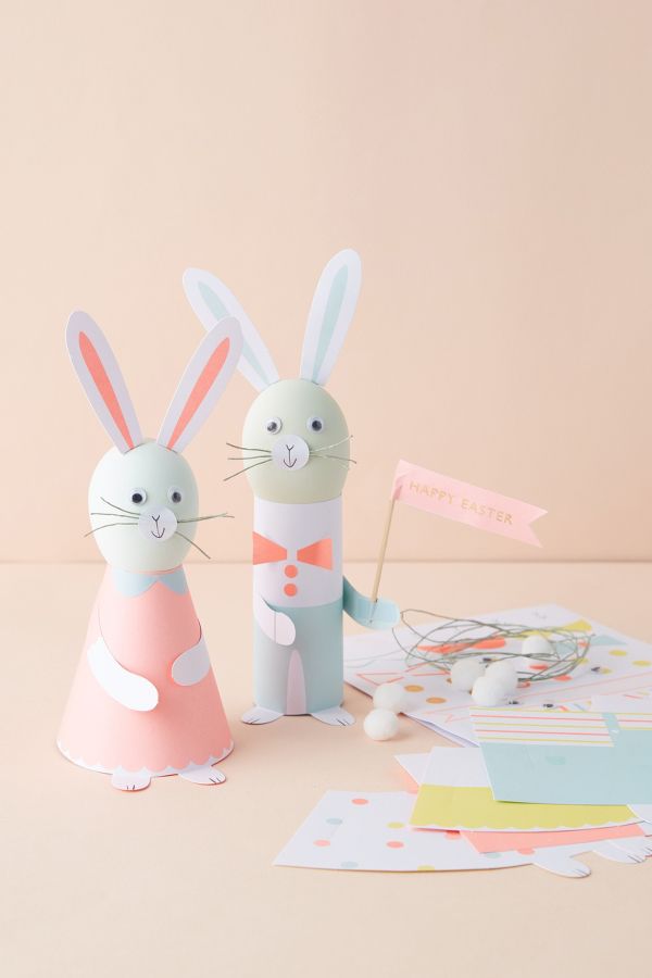 Slide View: 1: Ensemble de décoration d'œufs amis lapins