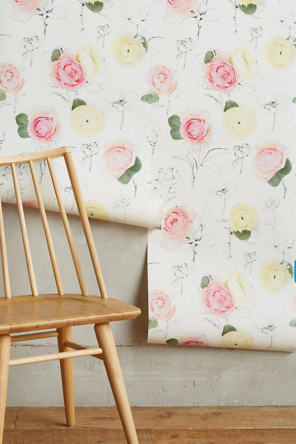 Slide View: 2: Rose Relief Wallpaper