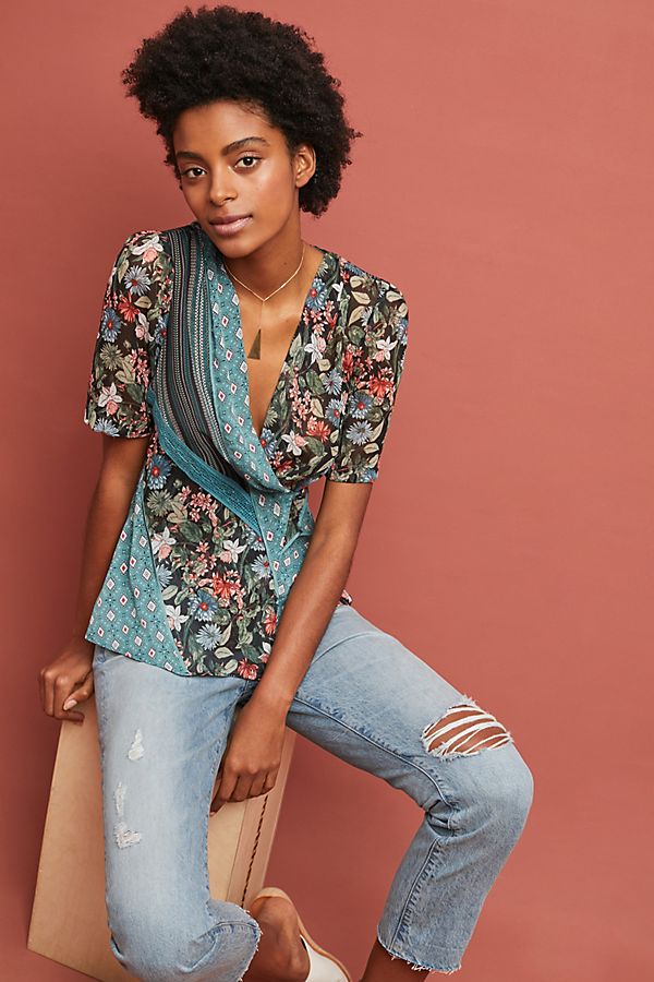 Slide View: 1: Lovely Patchwork Wrap Top