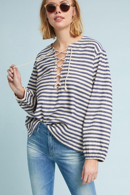 Nautical Peasant Top