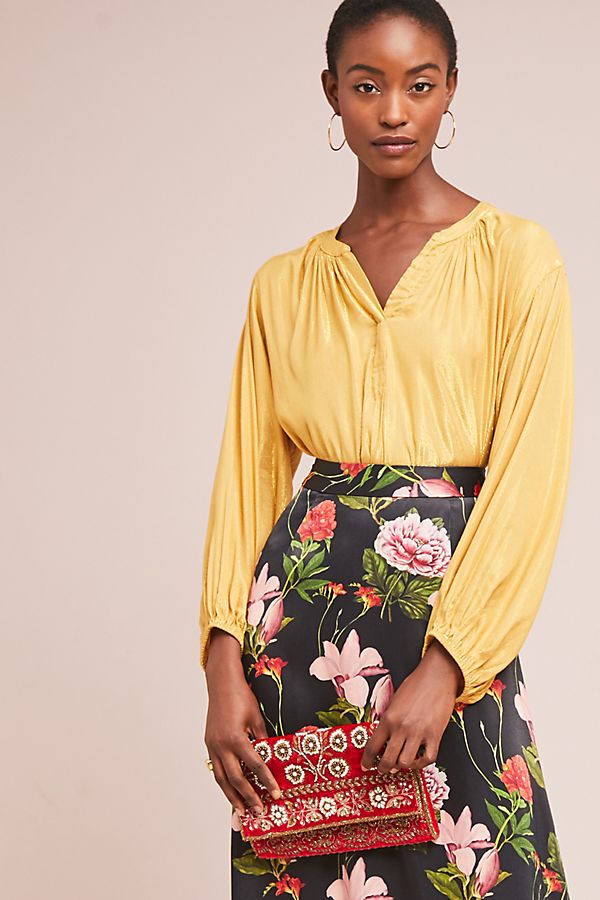 Slide View: 1: Carla Shine Peasant Top