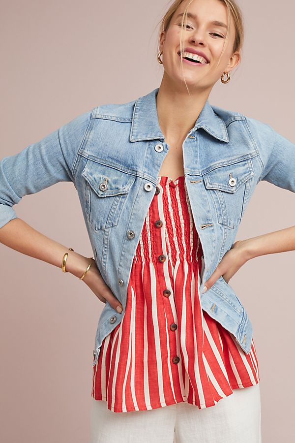 Slide View: 1: Faithfull Mazur Striped Linen Top