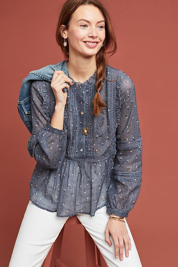 Slide View: 1: Lauren Embroidered Blouse