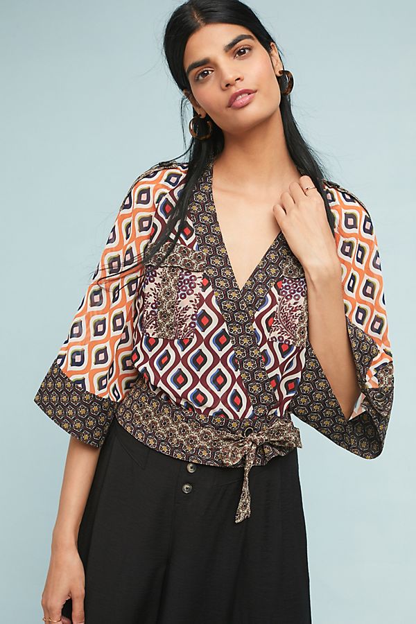 Slide View: 1: Geometric Kimono Top