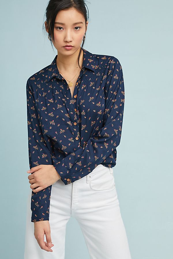 Slide View: 1: Calico Floral Buttondown