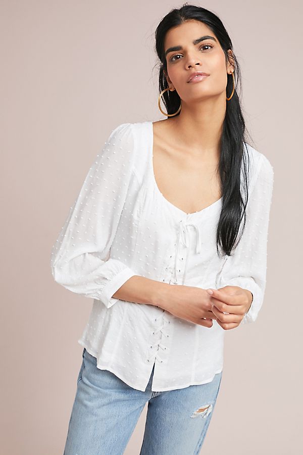 Slide View: 1: Lisette Lace-Up Blouse