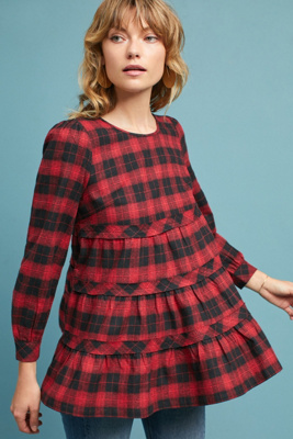Ruffled Plaid Tunic | Anthropologie