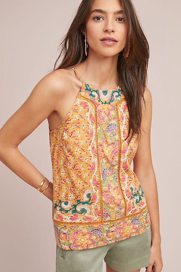 Slide View: 1: Melina Embroidered Halter Top