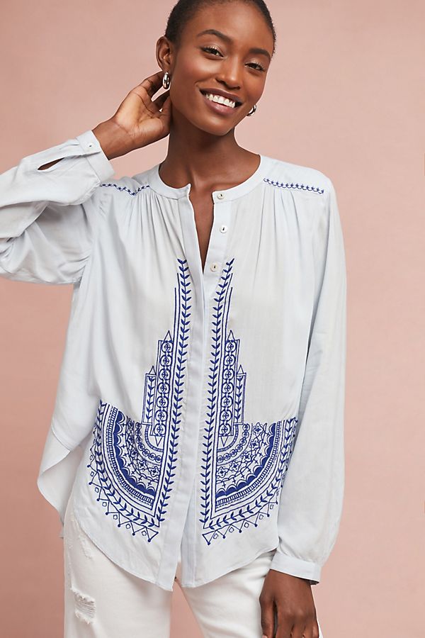 Slide View: 1: Iris Embroidered Buttondown