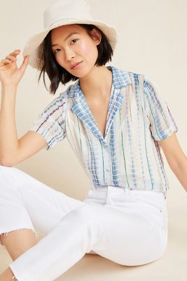 HEMANT & NANDITA TIE-DYE SHIMMER BUTTONDOWN 4110337190020