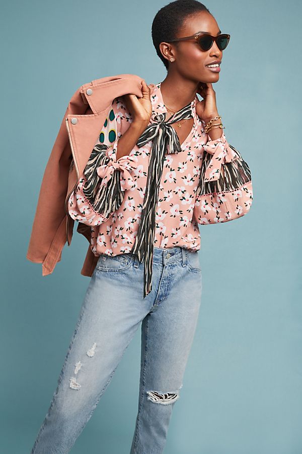 Slide View: 1: Velia Neck-Tie Blouse
