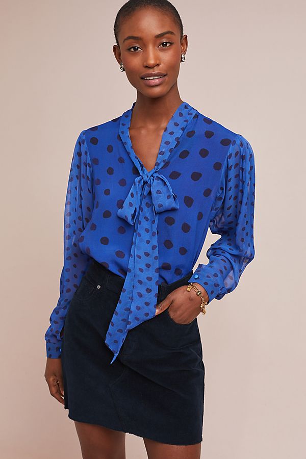 Slide View: 1: Marion Neck-Tie Blouse