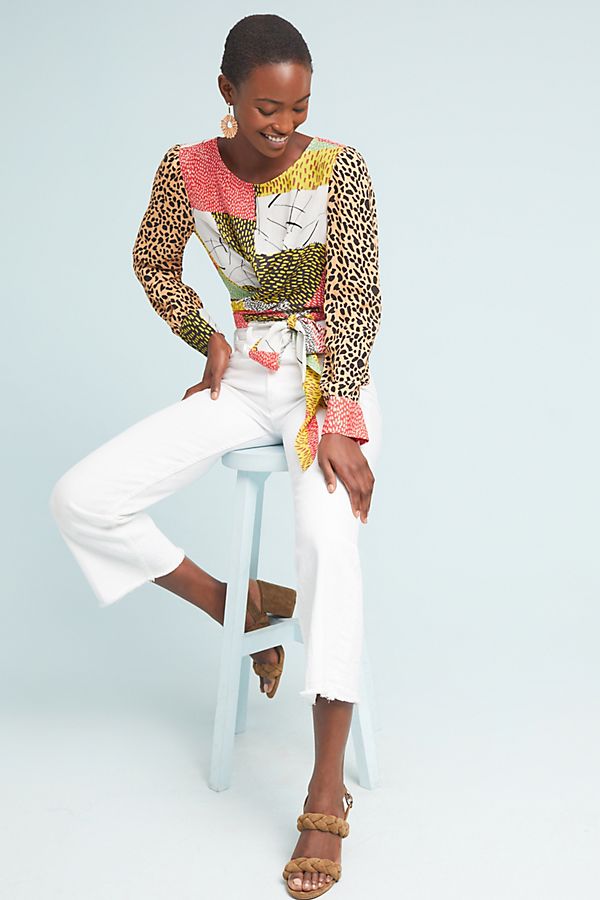 Slide View: 1: Leopard Patchwork Blouse