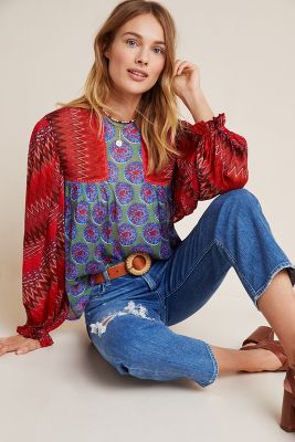 BL-NK MIRANDA PEASANT BLOUSE,4110347800056