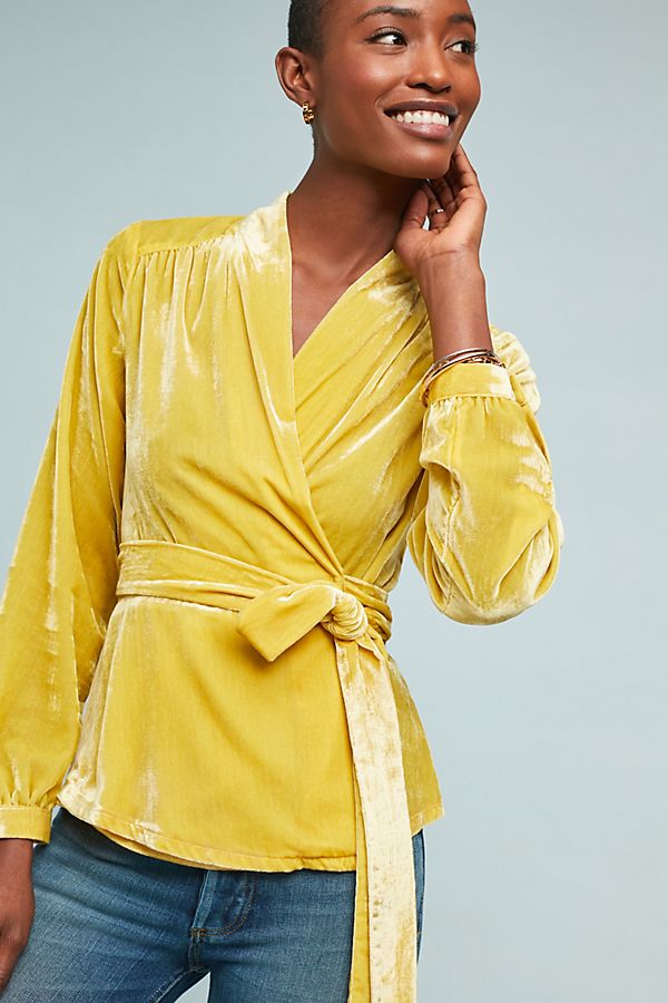 Slide View: 1: Vivenne Velvet Wrap Top