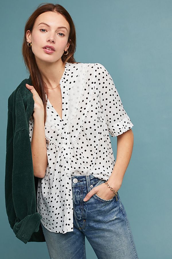 Slide View: 1: Polka Dot Buttondown