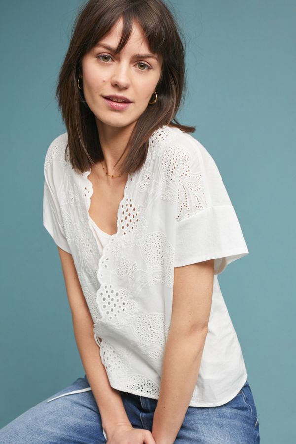 Slide View: 1: Pineapple Eyelet Wrap Top