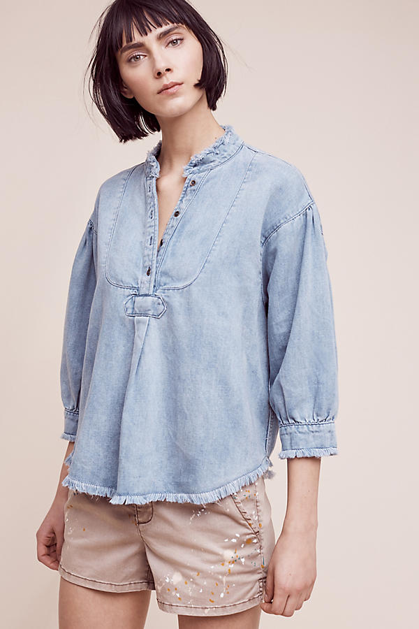 Frayed Chambray Henley | Anthropologie