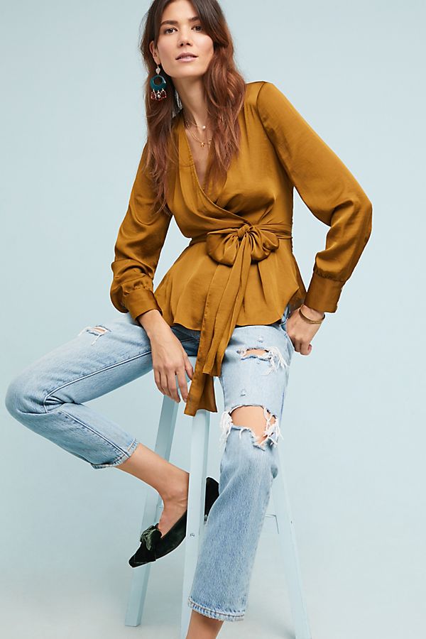 Slide View: 1: Brynn Tie-Front Blouse