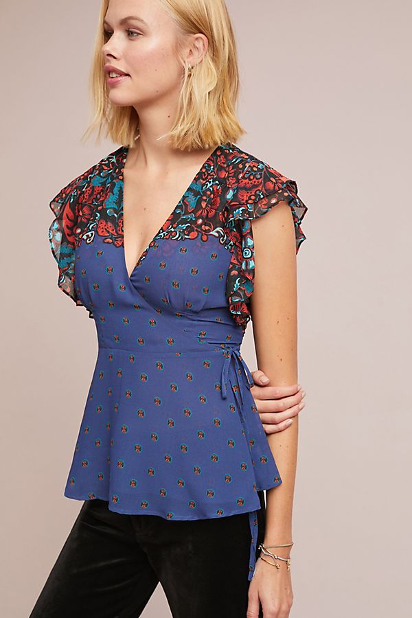 Slide View: 1: Bastide Floral Wrap Top