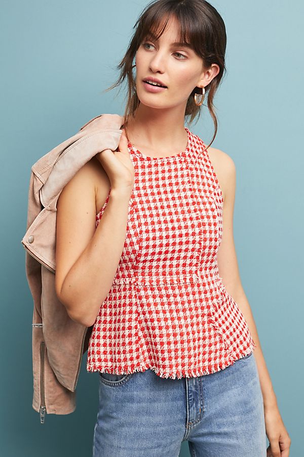 Slide View: 1: Tweed Peplum Top
