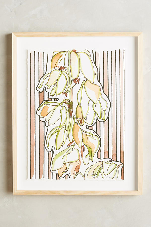 Slide View: 1: Striped Floral Wall Art