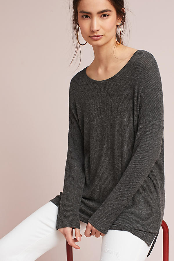 Slide View: 2: Ribbed Boat Neck Tunic