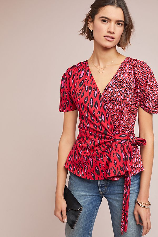 Slide View: 1: Patchwork Leopard Top