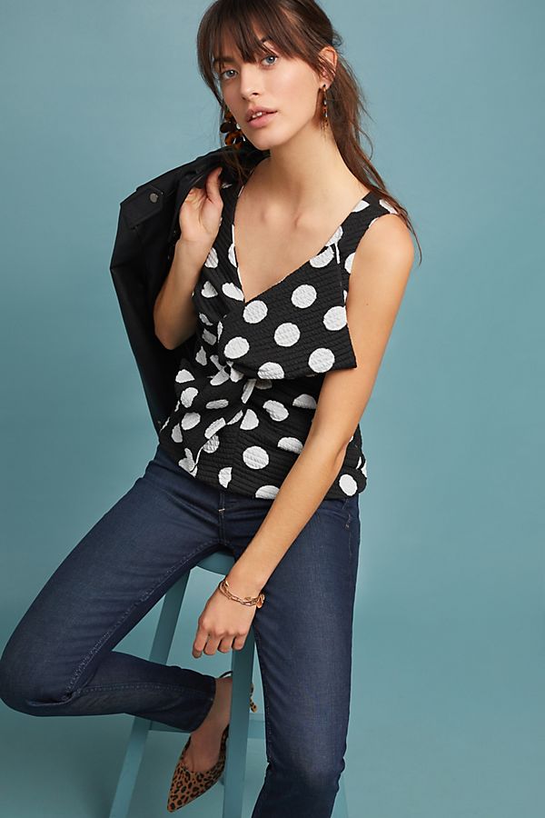 Slide View: 1: Bow-Tied Polka Dot Top