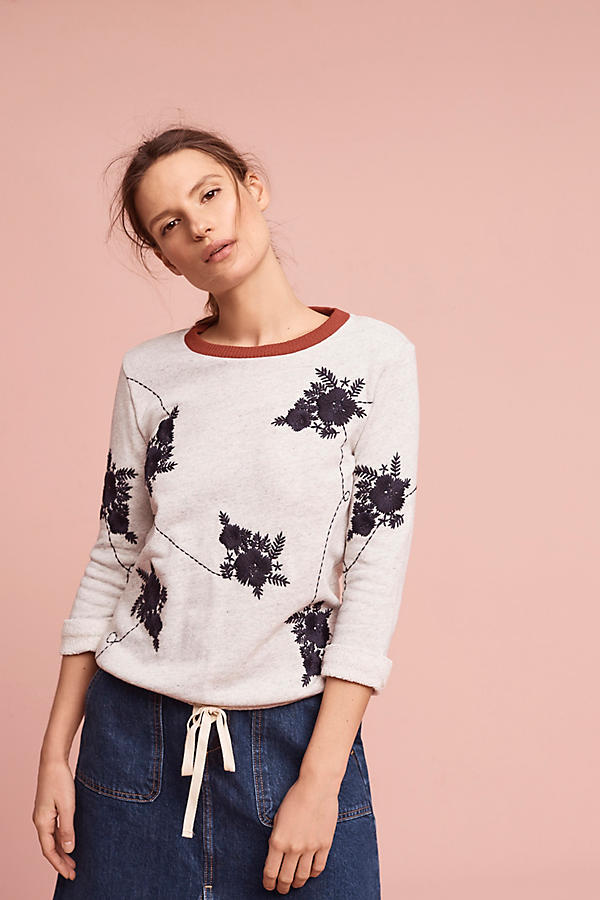 Slide View: 1: Embroidered Floral Sweatshirt