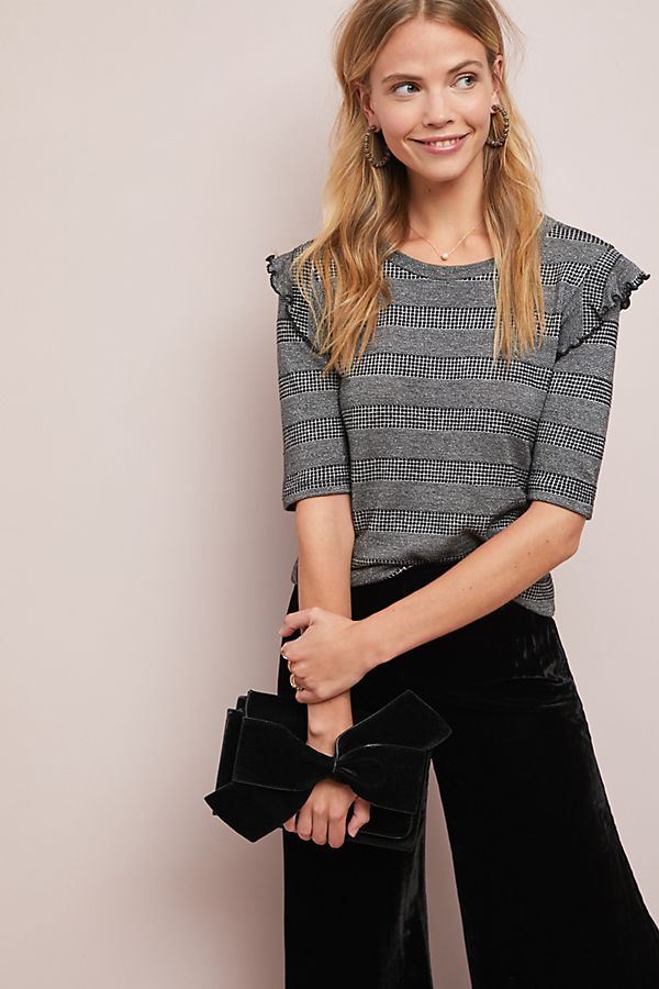 Slide View: 1: Sol Angeles Ruffled Striped Tee