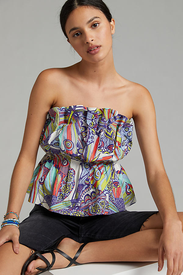 Anthropologie Ruffled Tube Top In Assorted