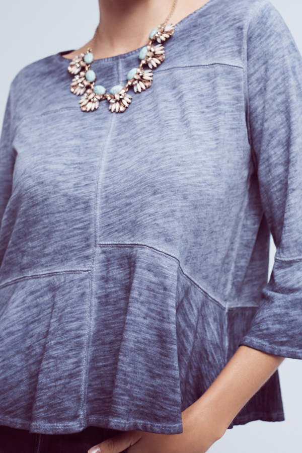Ruffled Peplum Tee - Sand