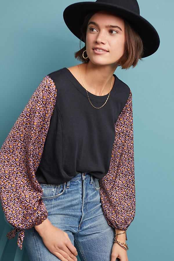 Slide View: 1: Maybelle Tied-Sleeve Top