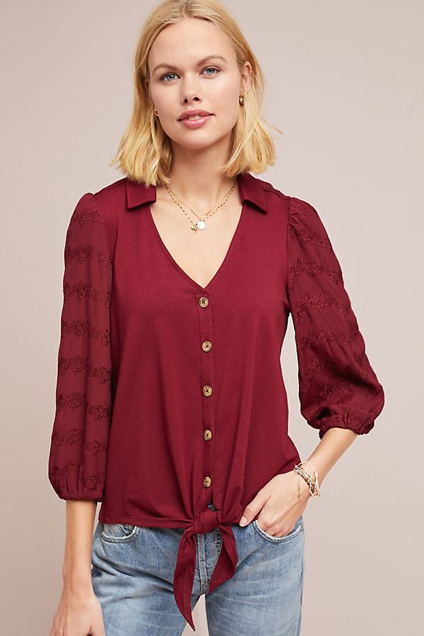 Slide View: 1: Lenora Tied Blouse