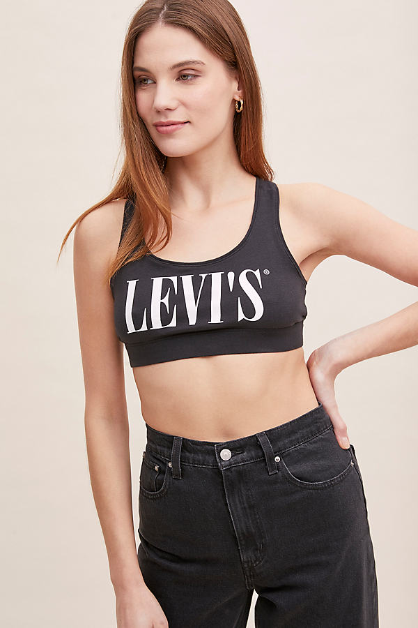 Shop Levi's Logo Sports Bra In Black