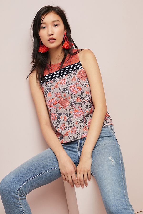 Slide View: 1: Poppy Jacquard Tank