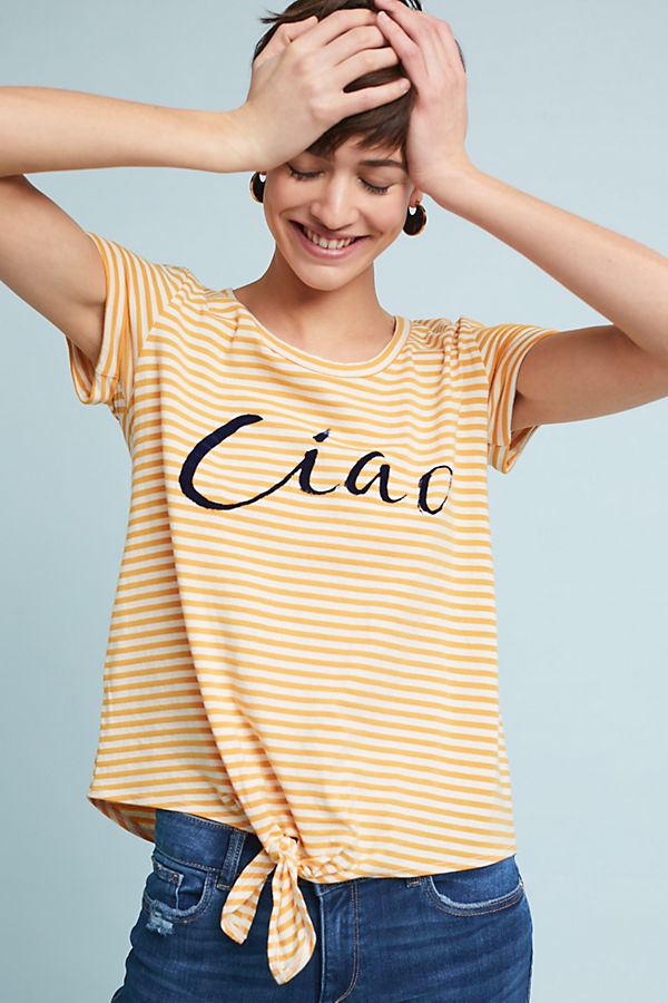 Slide View: 1: Ciao Striped Graphic Tee